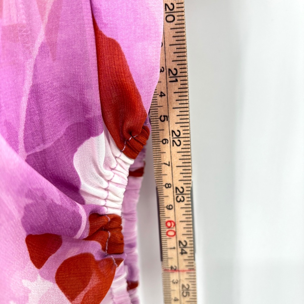 Anthropologie Hutch Floral Wrap Midi Dress Purple Brown Long Sleeve Ruffle Sz S - Picture 14 of 15